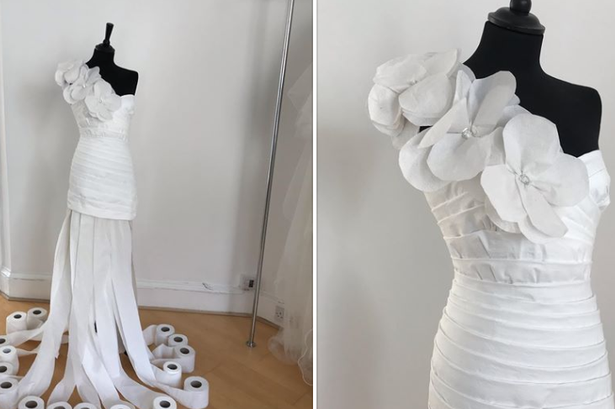 عجیب‌ترین لباس عروس دنیا از جنس دستمال
